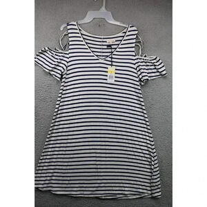 Red Camel Cold Shoulder Dress-Medium-New w/Tags-Viscose-Navy‎ Stripe Provincal